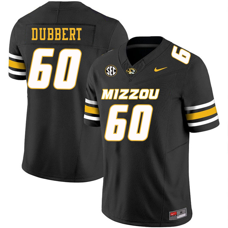 Men #60 Aidan Dubbert Missouri Tigers College Football Jerseys Stitched-Black